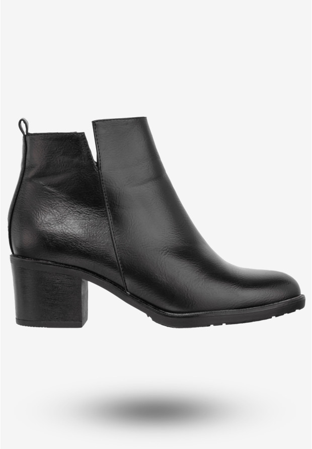 Botki Damskie Ekoskóra Buty Eleganckie Na Klocku Jezzi Czarne