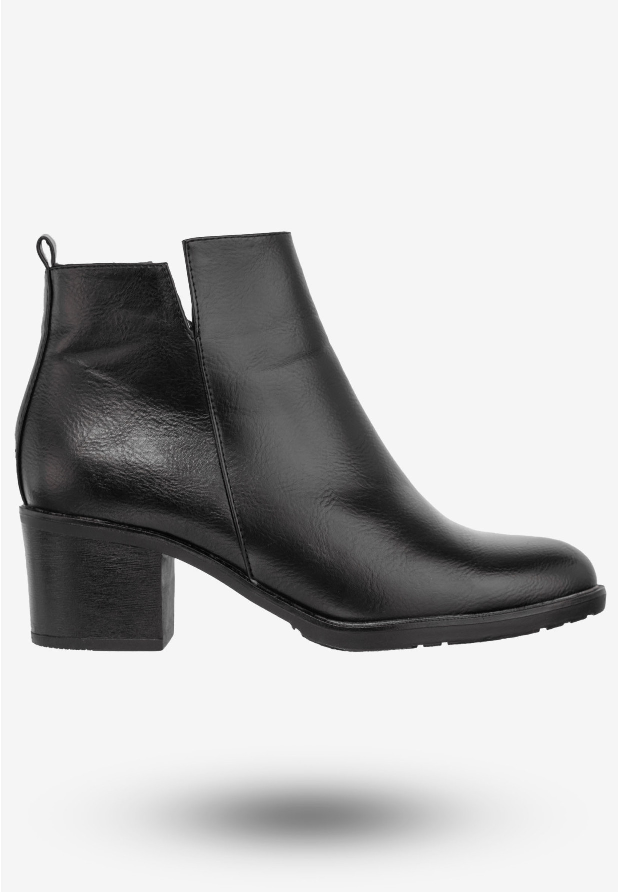 Botki Damskie Ekoskóra Buty Eleganckie Na Klocku Jezzi Czarne