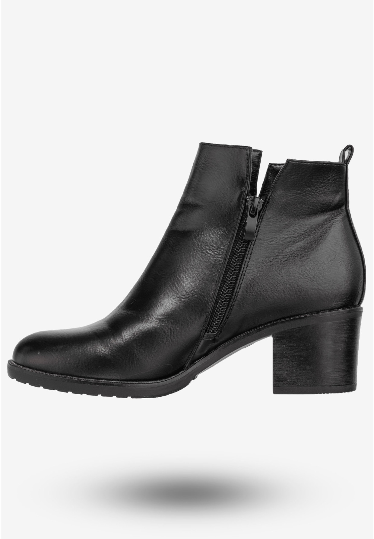 Botki Damskie Ekoskóra Buty Eleganckie Na Klocku Jezzi Czarne