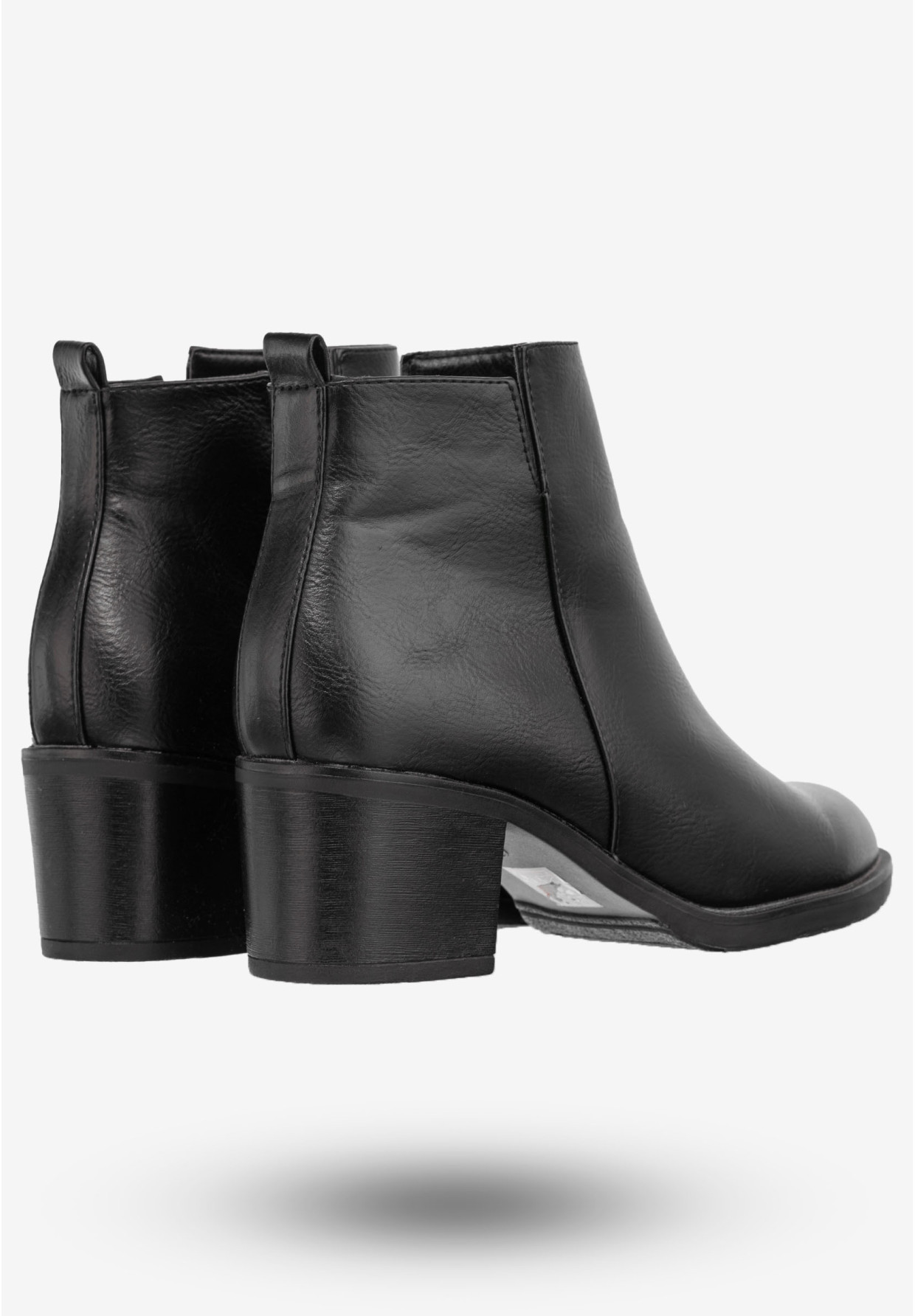 Botki Damskie Ekoskóra Buty Eleganckie Na Klocku Jezzi Czarne