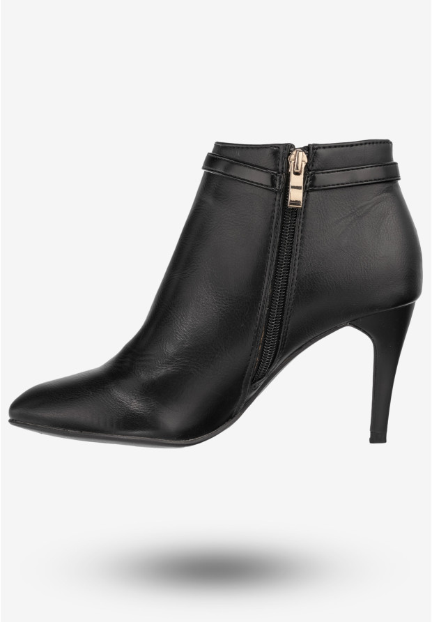 Botki Damskie Ekoskóra Buty Eleganckie Na Szpilce Vesuvio Czarne