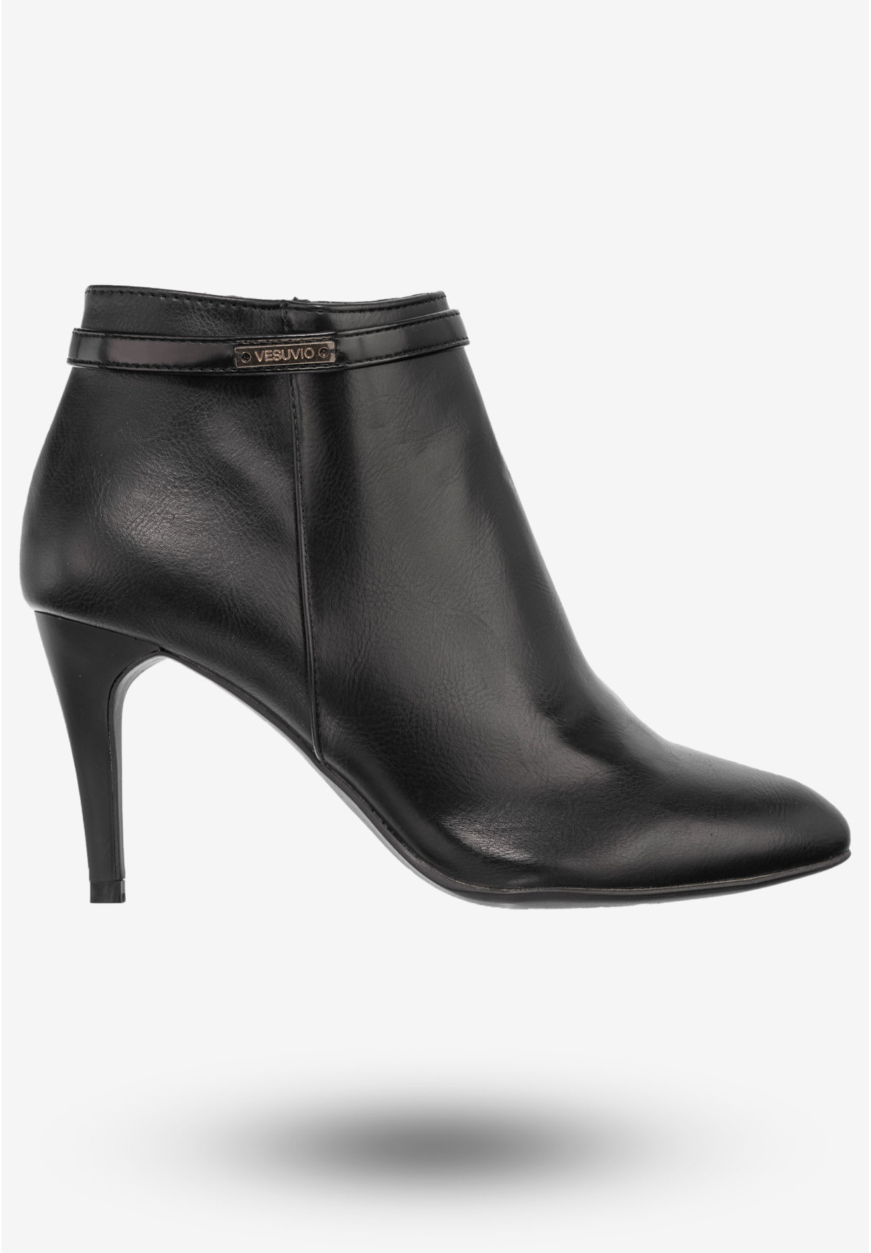 Botki Damskie Ekoskóra Buty Eleganckie Na Szpilce Vesuvio Czarne