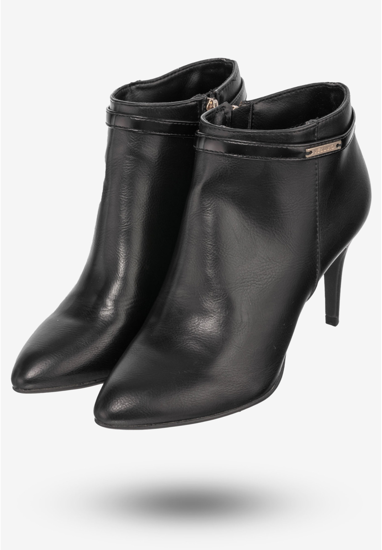 Botki Damskie Ekoskóra Buty Eleganckie Na Szpilce Vesuvio Czarne