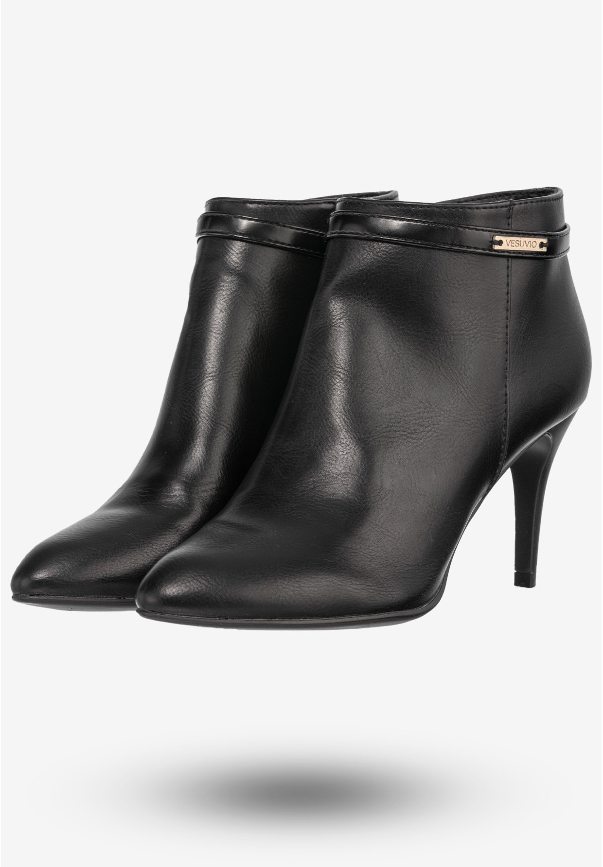 Botki Damskie Ekoskóra Buty Eleganckie Na Szpilce Vesuvio Czarne