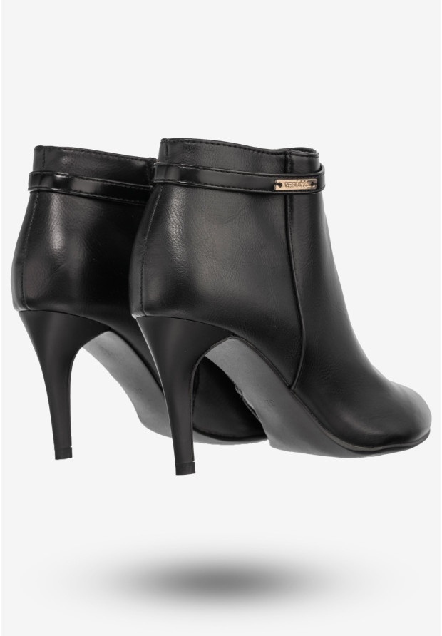 Botki Damskie Ekoskóra Buty Eleganckie Na Szpilce Vesuvio Czarne