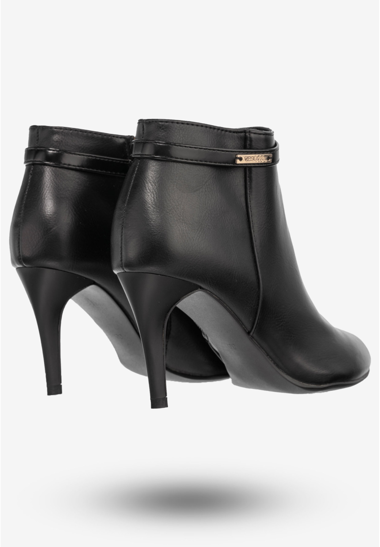 Botki Damskie Ekoskóra Buty Eleganckie Na Szpilce Vesuvio Czarne