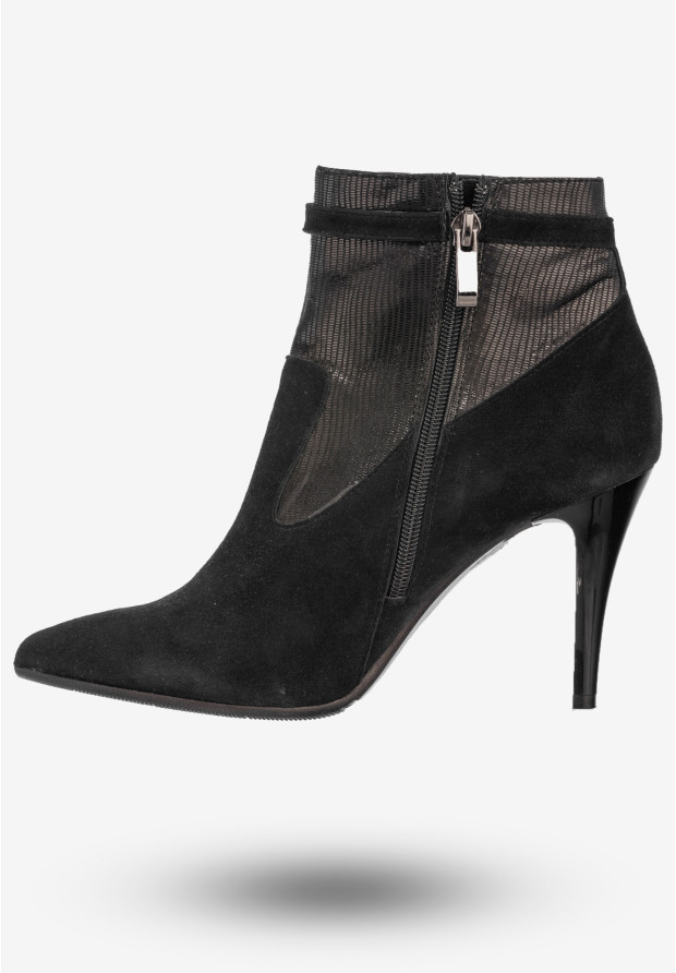 Botki Damskie Skórzane Buty Eleganckie Na Szpilce Darex Czarne B-99/1
