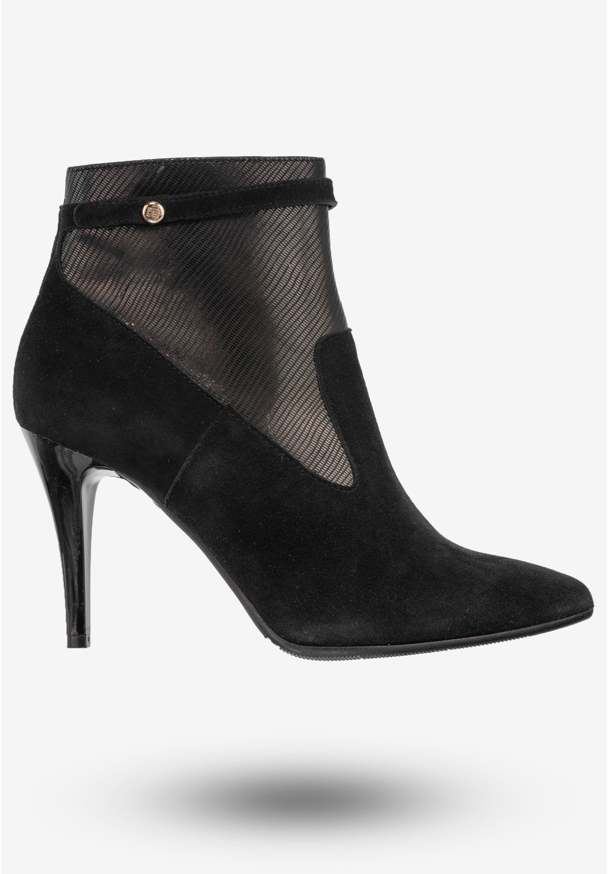 Botki Damskie Skórzane Buty Eleganckie Na Szpilce Darex Czarne B-99/1