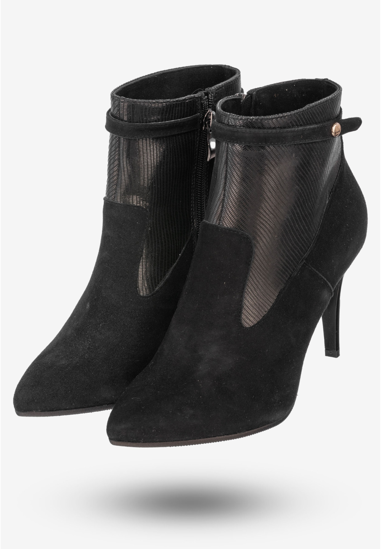 Botki Damskie Skórzane Buty Eleganckie Na Szpilce Darex Czarne B-99/1