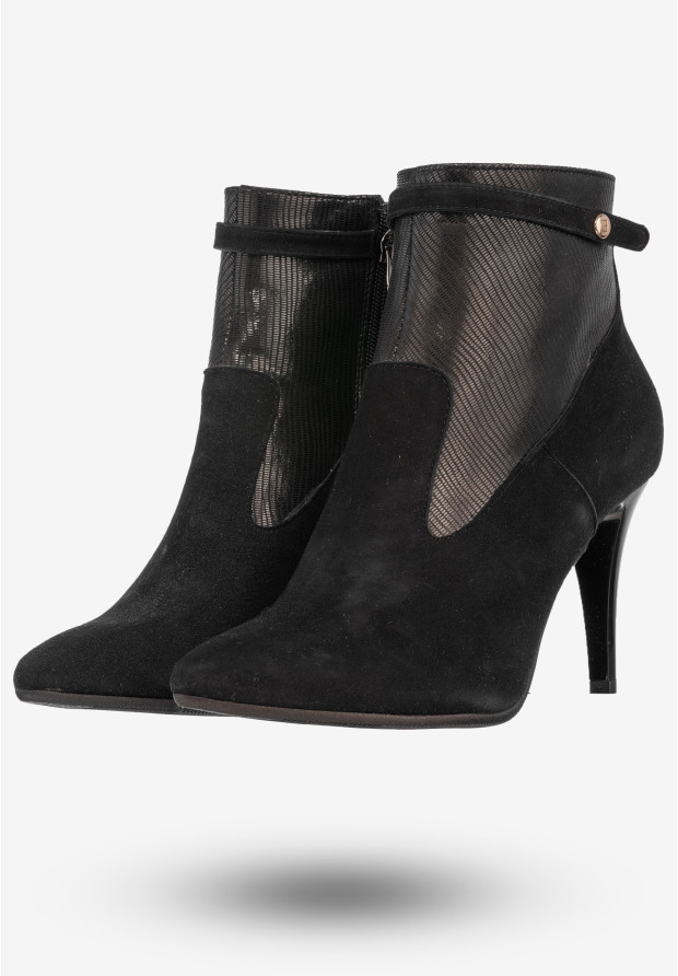 Botki Damskie Skórzane Buty Eleganckie Na Szpilce Darex Czarne B-99/1