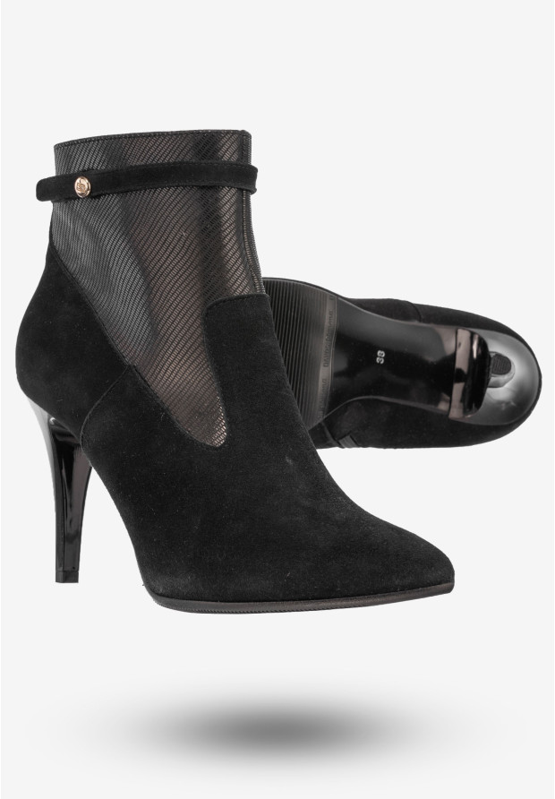 Botki Damskie Skórzane Buty Eleganckie Na Szpilce Darex Czarne B-99/1
