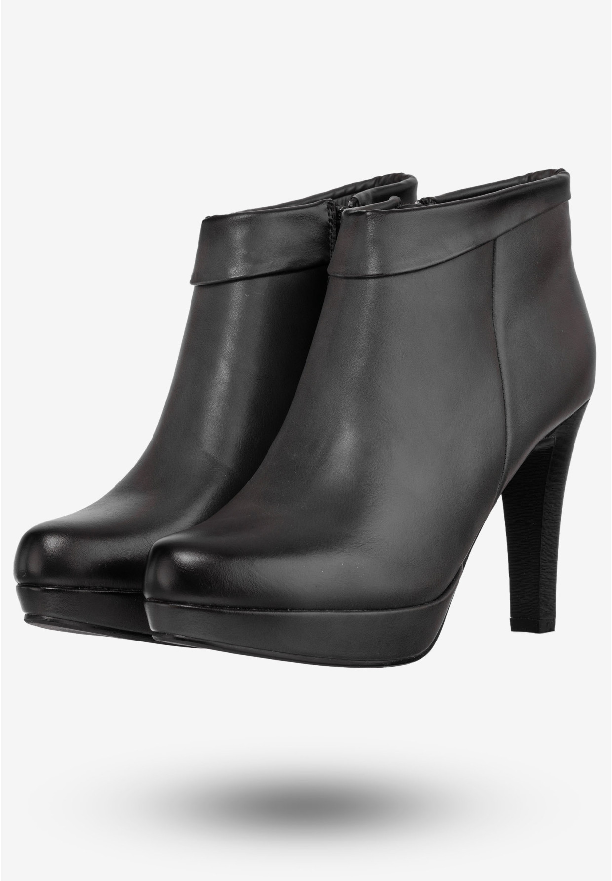 Botki Damskie Ekoskóra Buty Na Obcasie Ocieplane Jezzi Szare