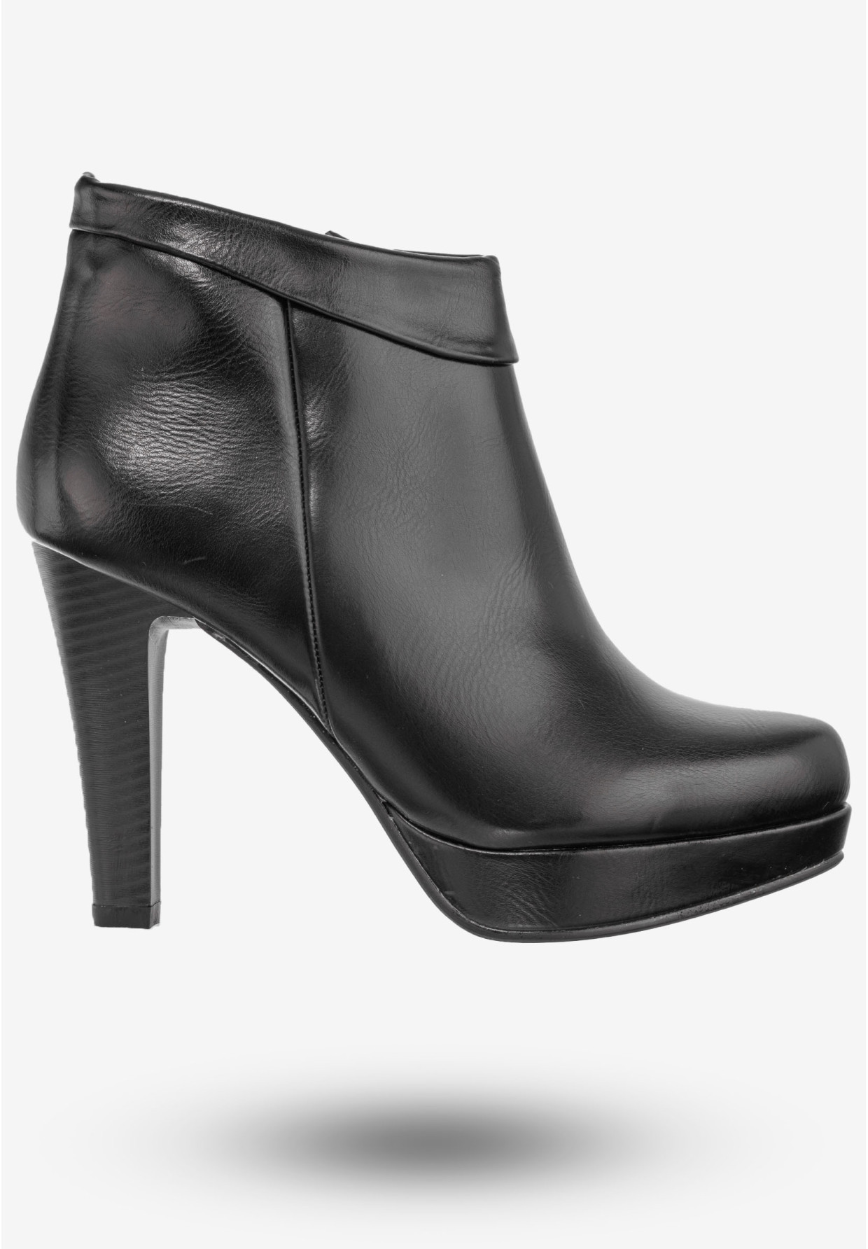 Botki Damskie Ekoskóra Buty Eleganckie Na Obcasie Jezzi Czarne SA60-2