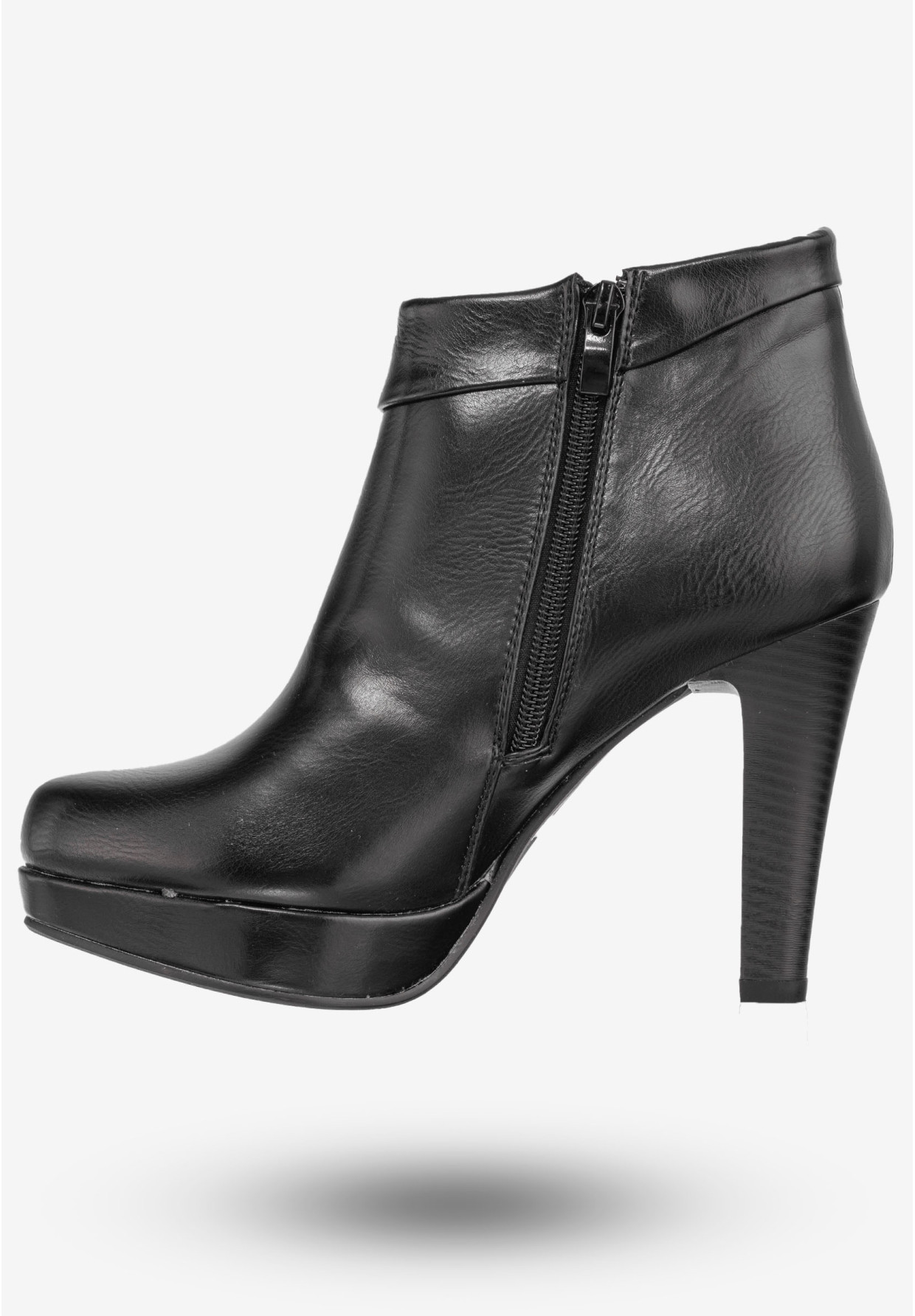 Botki Damskie Ekoskóra Buty Eleganckie Na Obcasie Jezzi Czarne SA60-2