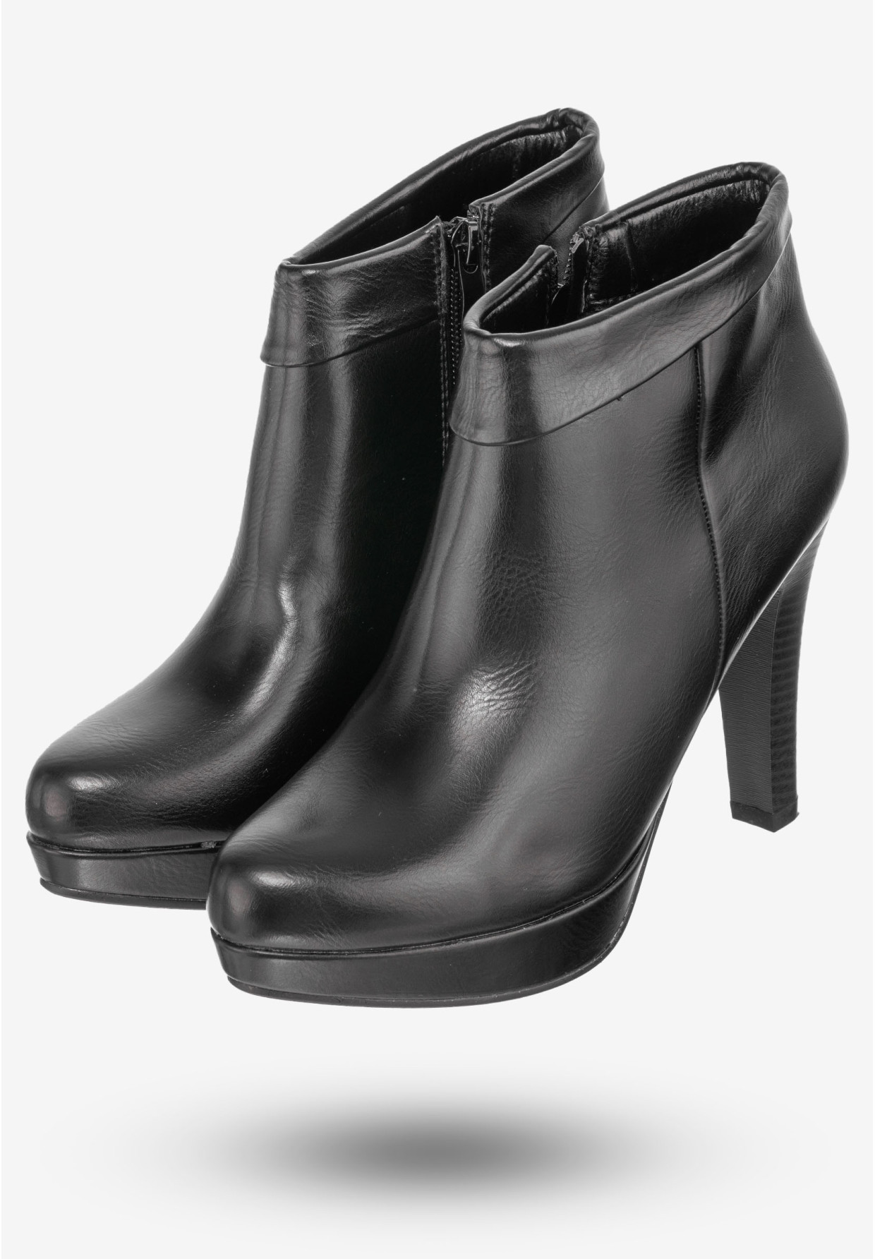Botki Damskie Ekoskóra Buty Eleganckie Na Obcasie Jezzi Czarne SA60-2