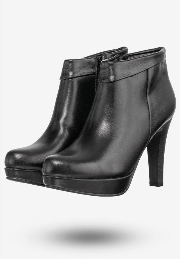 Botki Damskie Ekoskóra Buty Eleganckie Na Obcasie Jezzi Czarne SA60-2
