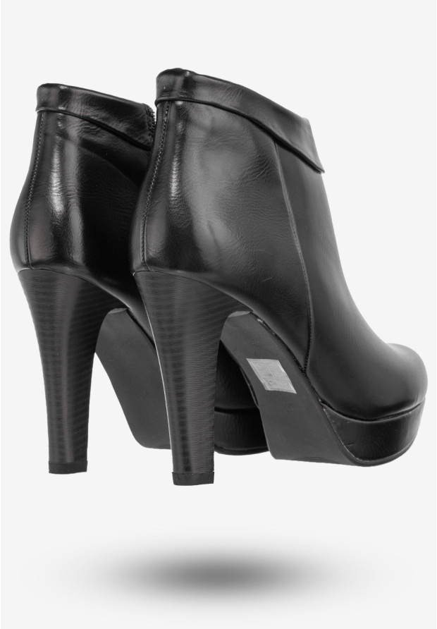Botki Damskie Ekoskóra Buty Eleganckie Na Obcasie Jezzi Czarne SA60-2