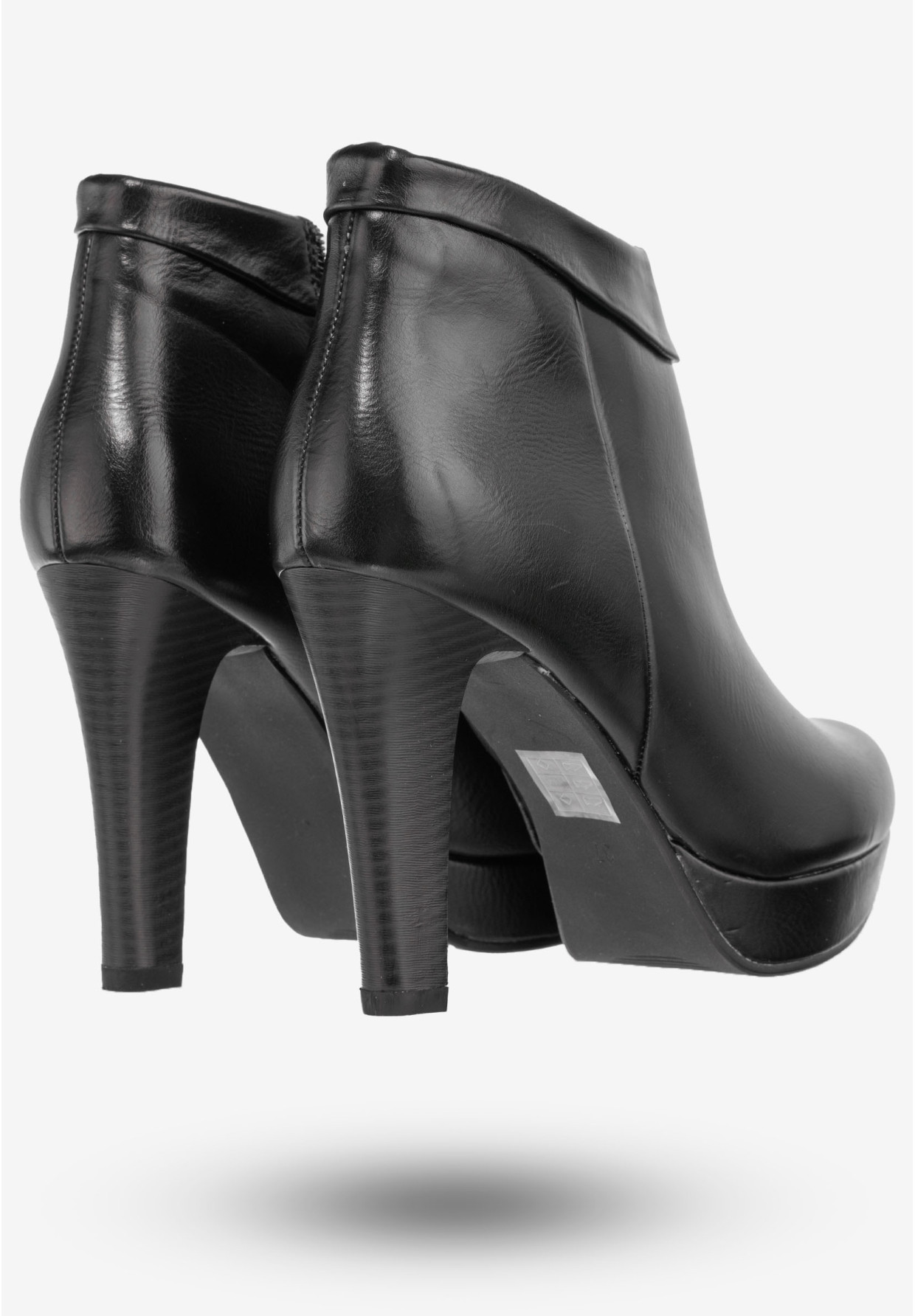 Botki Damskie Ekoskóra Buty Eleganckie Na Obcasie Jezzi Czarne SA60-2
