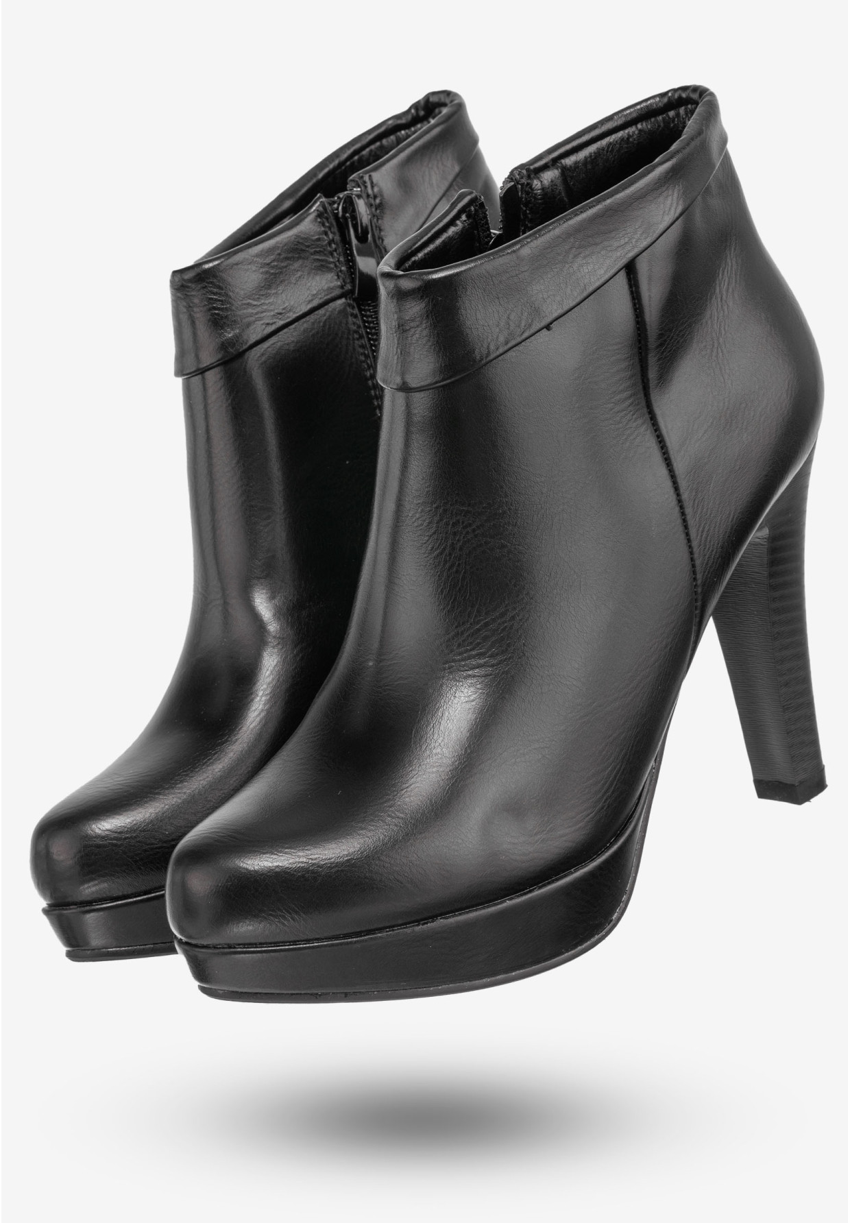 Botki Damskie Ekoskóra Buty Eleganckie Na Obcasie Jezzi Czarne SA60-2
