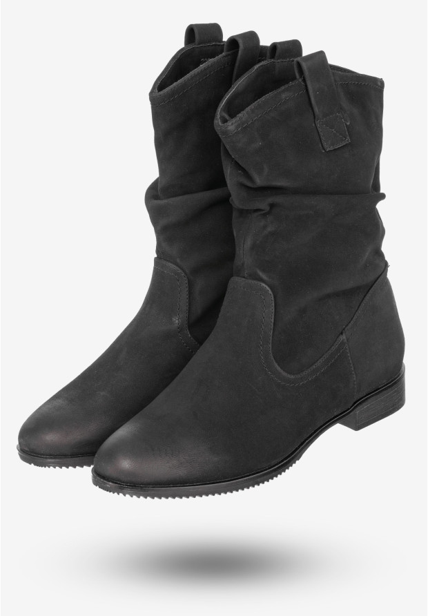 Botki Damskie Ekoskóra Buty Na Płaskim Obcasie Sergio Leone Czarne 22603