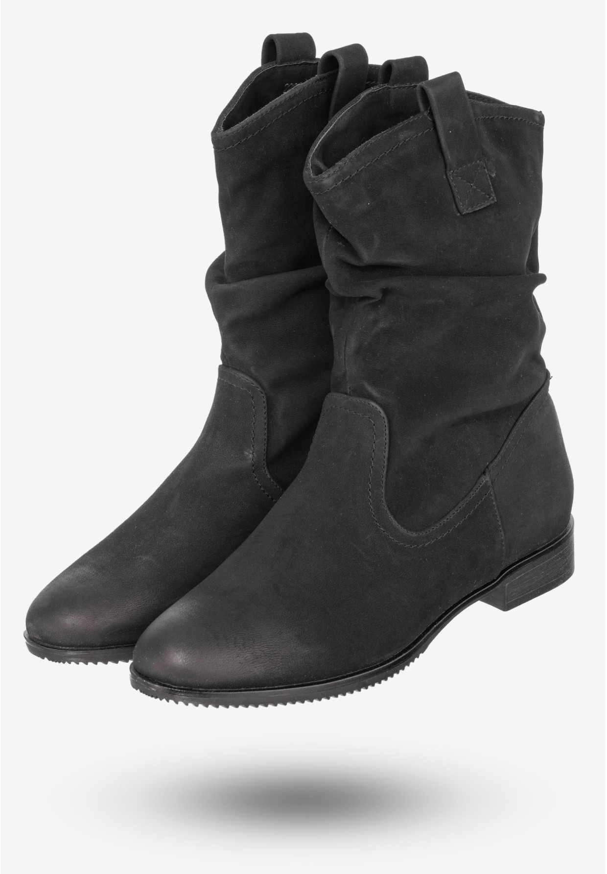 Botki Damskie Ekoskóra Buty Na Płaskim Obcasie Sergio Leone Czarne 22603