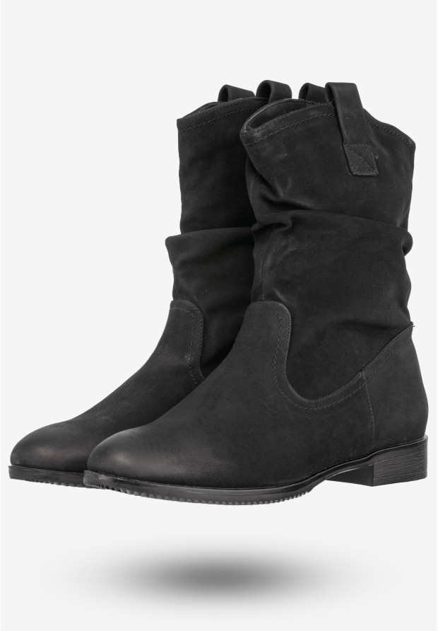 Botki Damskie Ekoskóra Buty Na Płaskim Obcasie Sergio Leone Czarne 22603