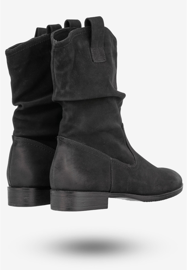 Botki Damskie Ekoskóra Buty Na Płaskim Obcasie Sergio Leone Czarne 22603