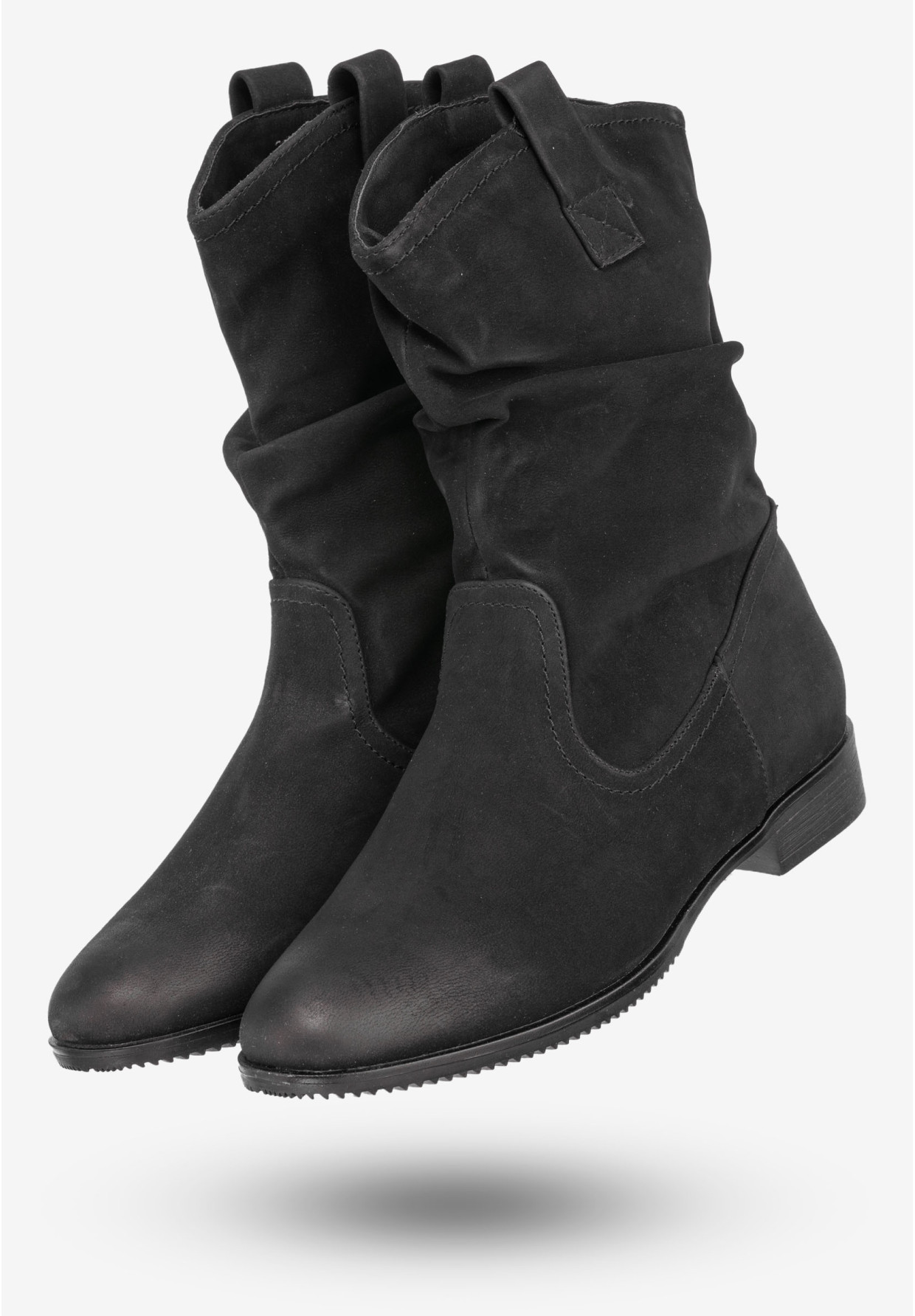 Botki Damskie Ekoskóra Buty Na Płaskim Obcasie Sergio Leone Czarne 22603