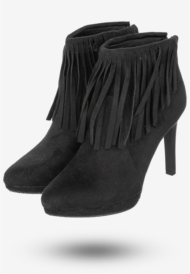 Botki Damskie Ekoskóra Buty Na Obcasie Zimowe Sergio Leone Czarne 44675