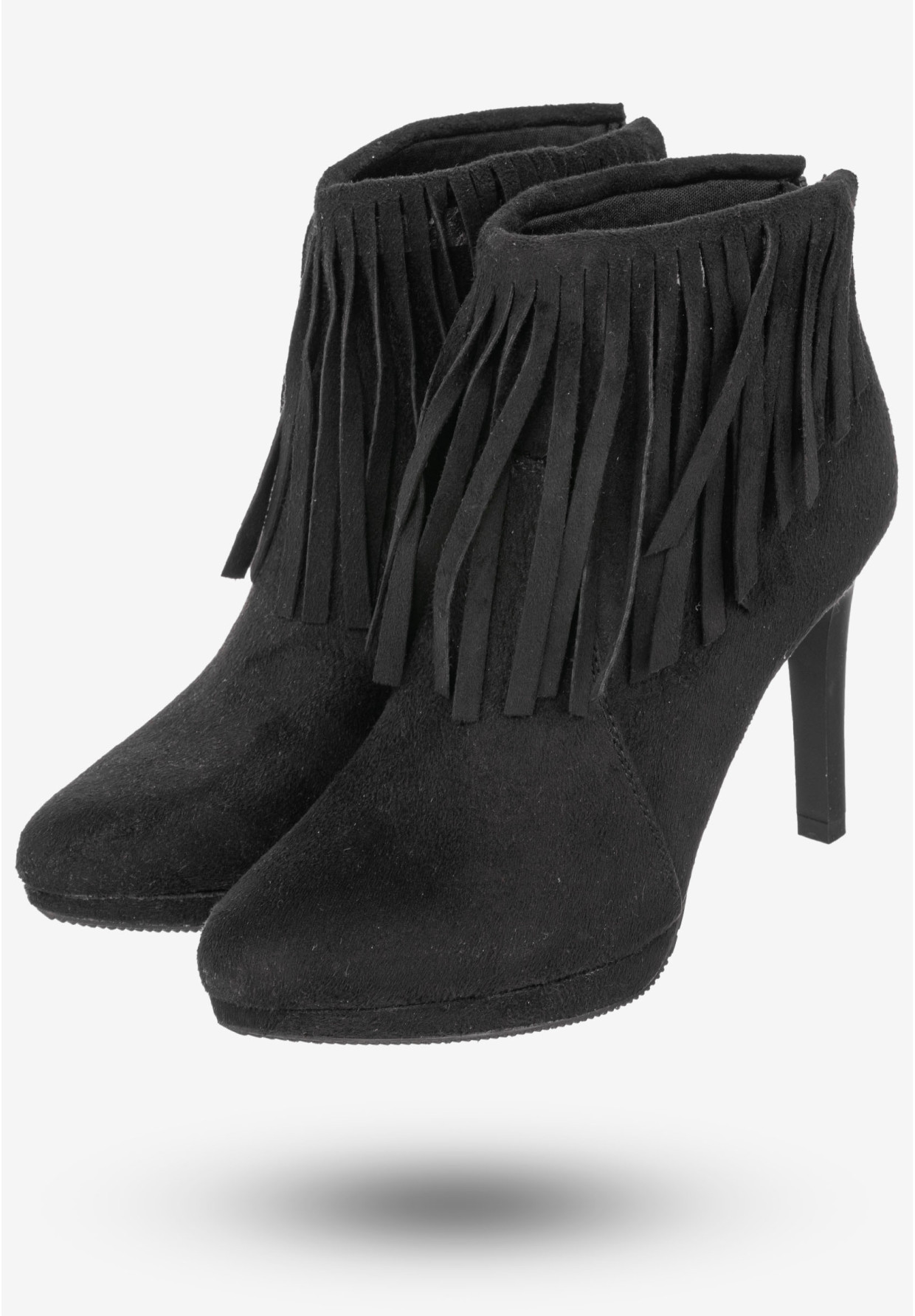 Botki Damskie Ekoskóra Buty Na Obcasie Zimowe Sergio Leone Czarne 44675