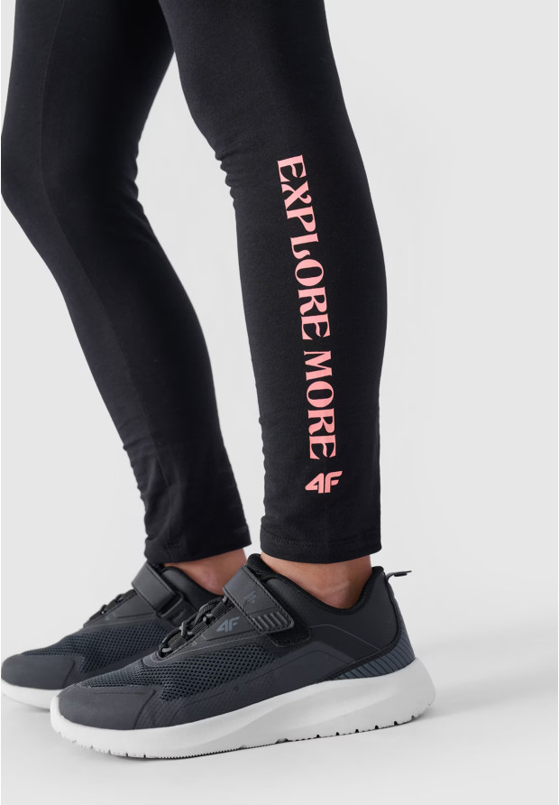Legginsy Dziewczęce Spodnie 4F Dzianinowe Czarne 4FJWAW24TTIGF172