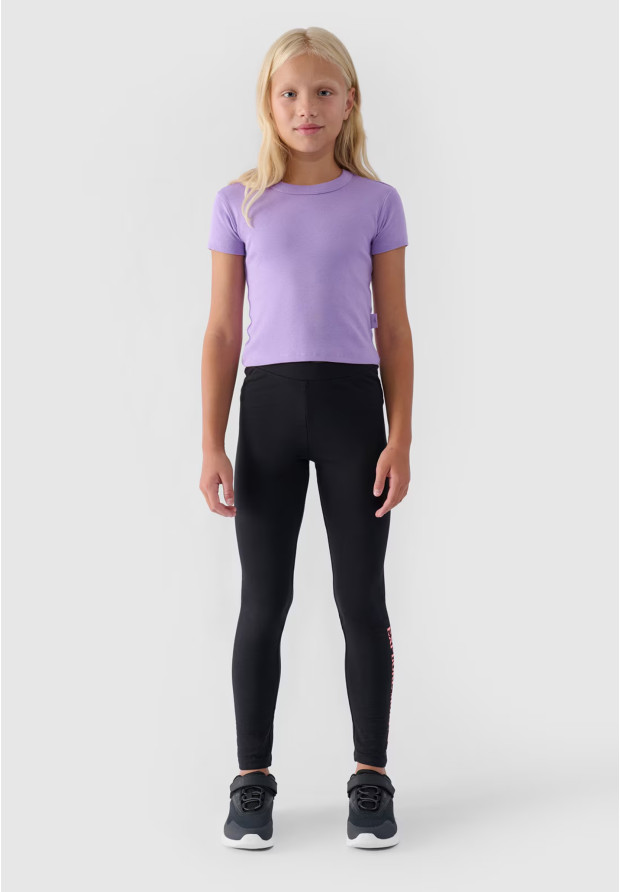 Legginsy Dziewczęce Spodnie 4F Dzianinowe Czarne 4FJWAW24TTIGF172