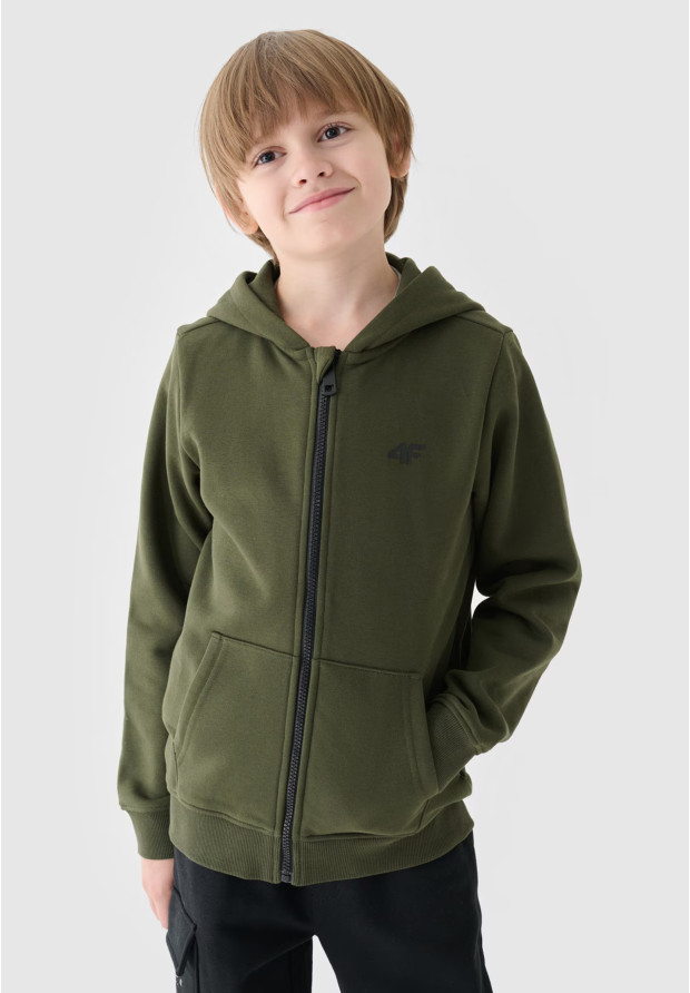 Chłopięca bluza khaki 4F z kapturem i zamkiem