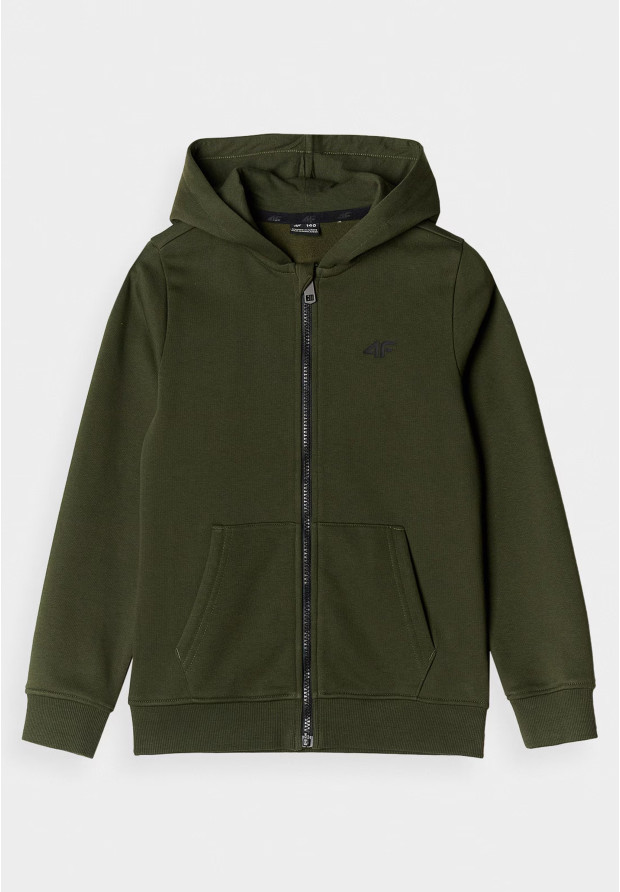 Bluza Chłopięca 4F Z Kapturem Rozpinana Khaki 4FJWMM00TSWSM1295