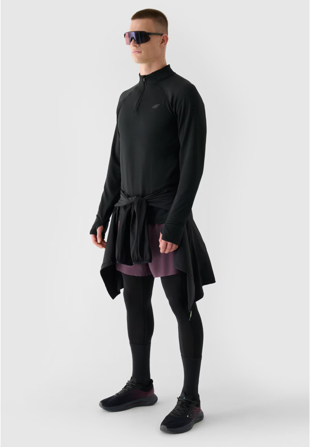 Bluza Męska 4F Do Biegania Szybkoschnąca Czarna 4FWAW24TFSWM410