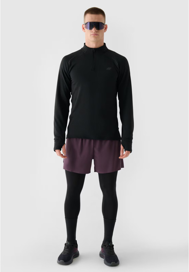 Bluza Męska 4F Do Biegania Szybkoschnąca Czarna 4FWAW24TFSWM410