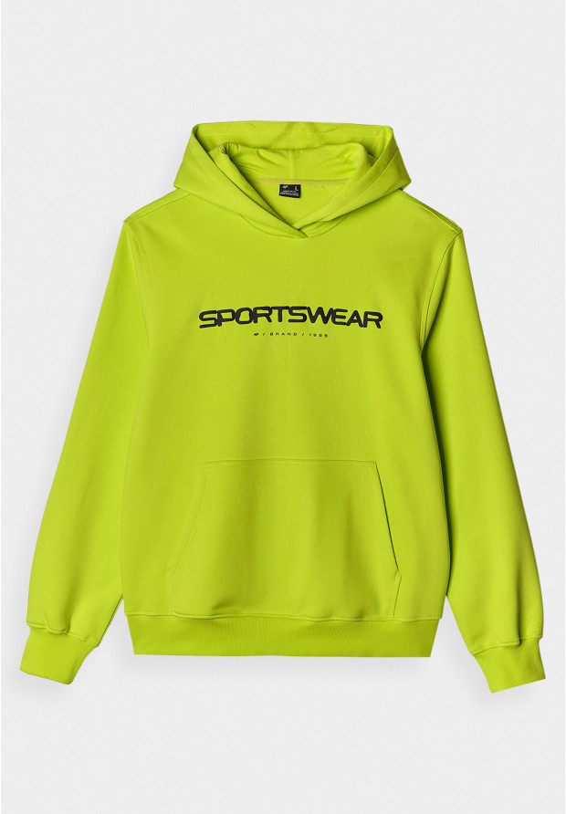 Bluza Męska 4F Sportowa Z Kapturem Zielona 4FWAW24TSWSM1259