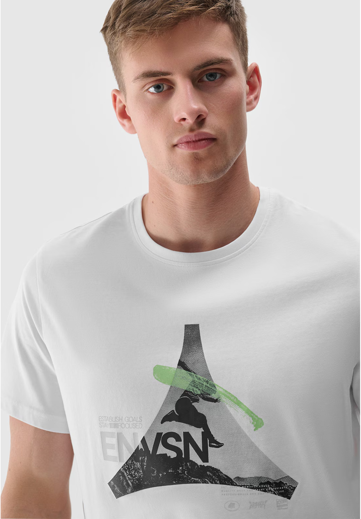 Koszulka Męska 4F T-shirt Z Nadrukiem Biały 4FRAW24TTSHM2301