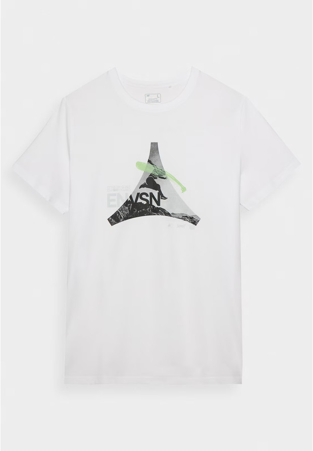 Koszulka Męska 4F T-shirt Z Nadrukiem Biały 4FRAW24TTSHM2301