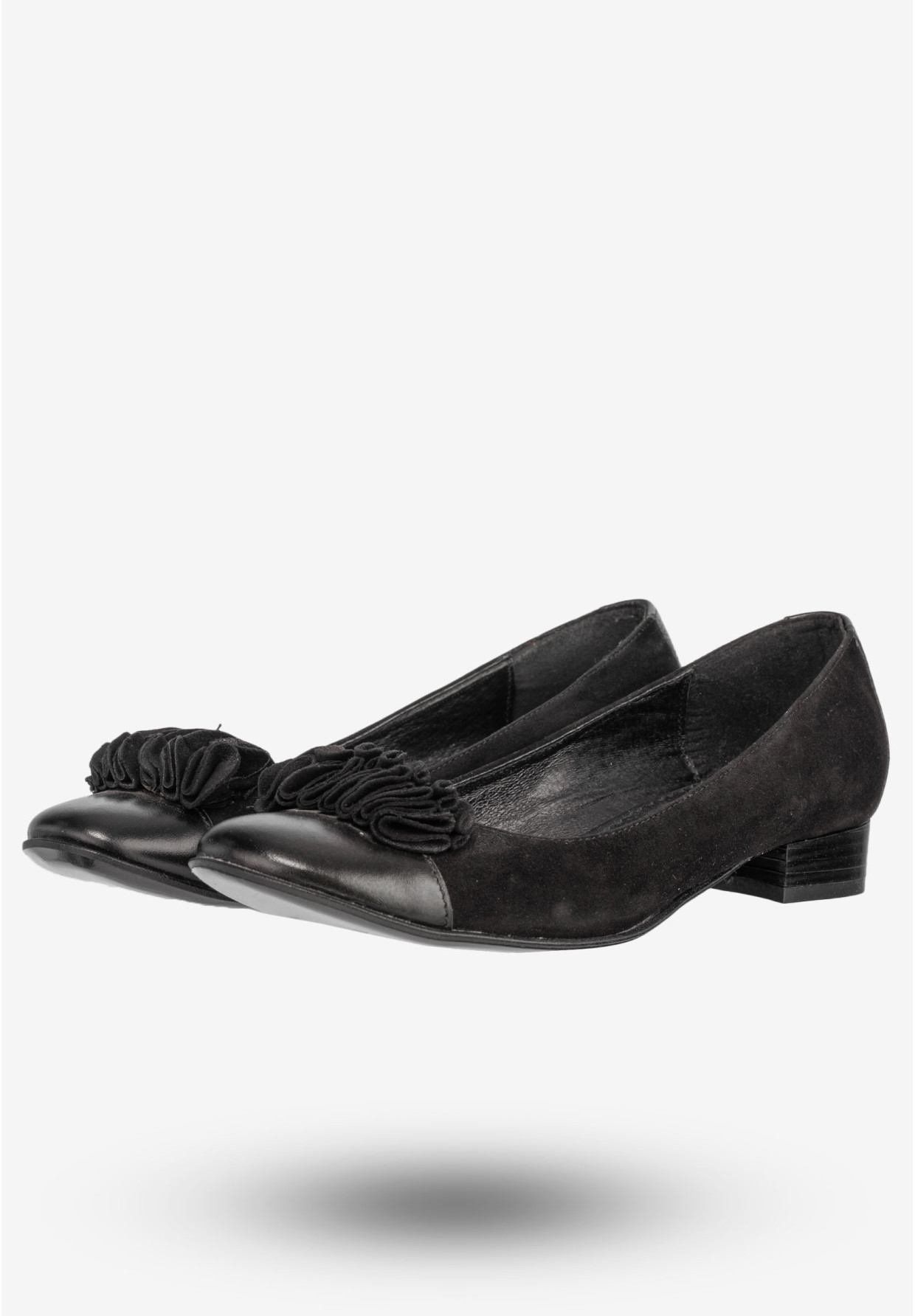 Półbuty Damskie Skórzane Buty Na Płaskim Obcasie Eleganckie Szewczyk Czarne 1422