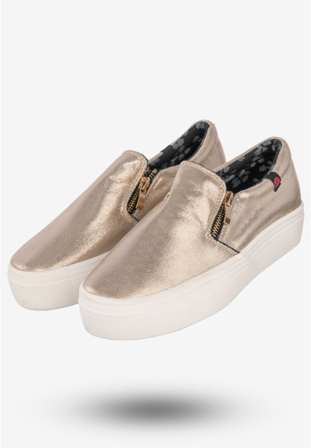 Tenisówki Damskie Półbuty Slip-on Wsuwane Buty Kylie Złote