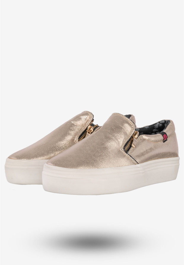 Tenisówki Damskie Półbuty Slip-on Wsuwane Buty Kylie Złote