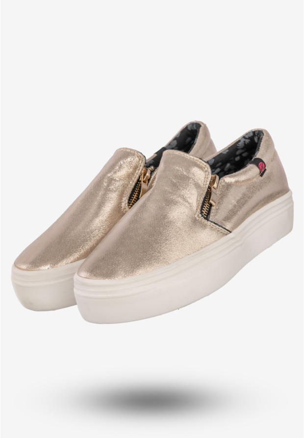 Tenisówki Damskie Półbuty Slip-on Wsuwane Buty Kylie Złote