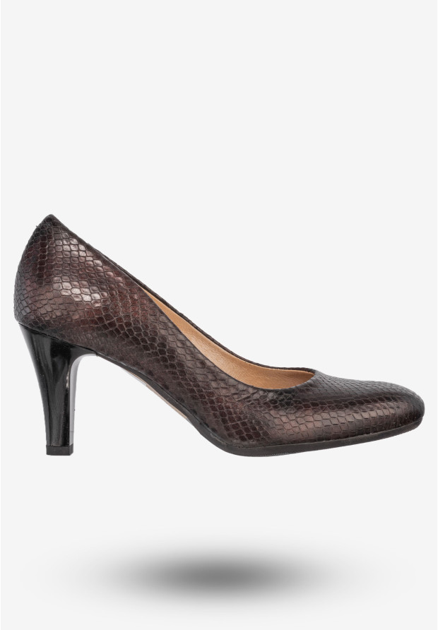 Czółenka Damskie Skórzane Buty Na Obcasie Eleganckie Darex Bordowe C-417/9