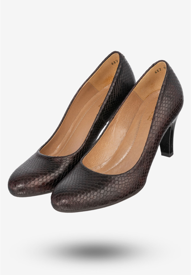 Czółenka Damskie Skórzane Buty Na Obcasie Eleganckie Darex Bordowe C-417/9