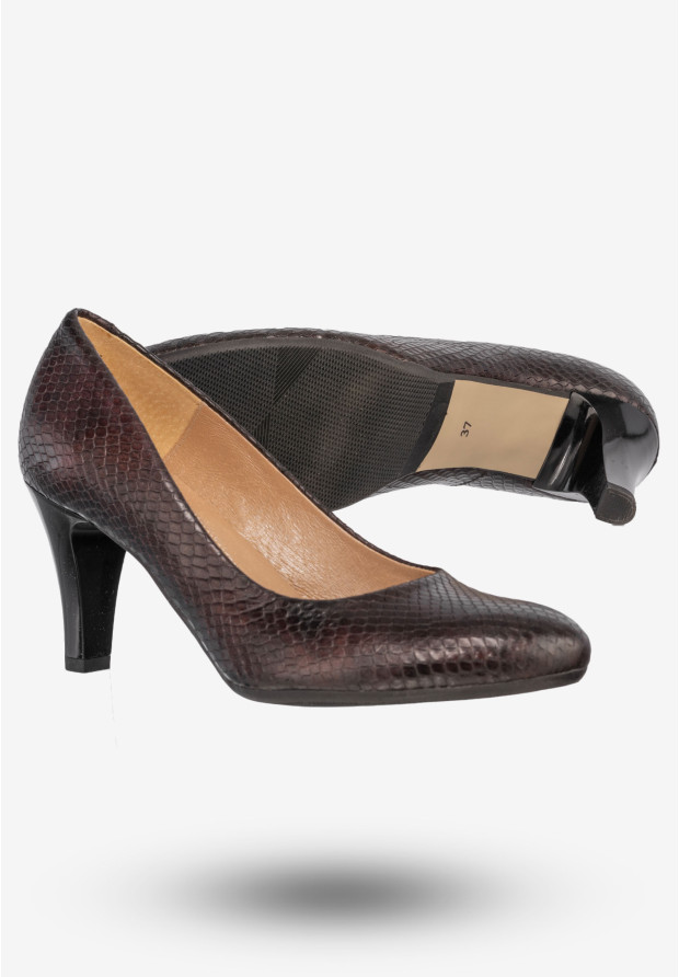 Czółenka Damskie Skórzane Buty Na Obcasie Eleganckie Darex Bordowe C-417/9