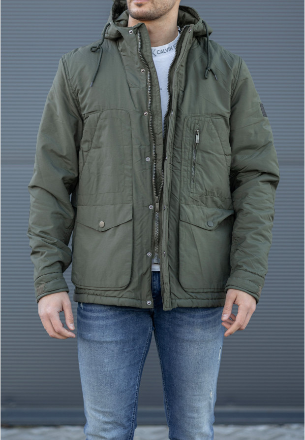 Kurtka Męska Wiosenna Khaki EBOUND-A134183