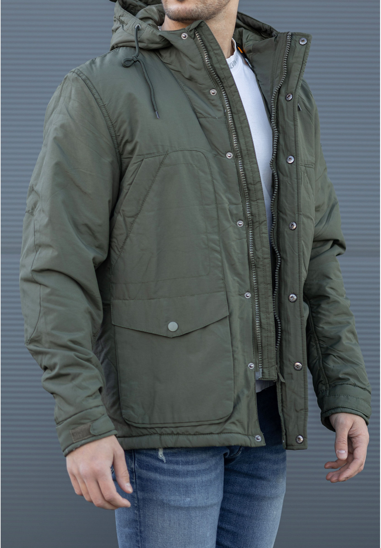 Kurtka Męska Wiosenna Khaki EBOUND-A134183