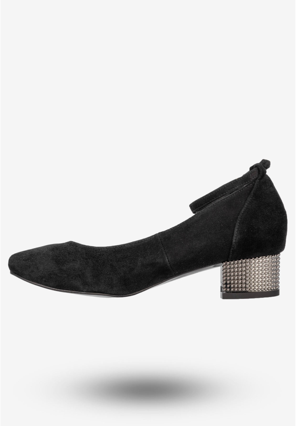 Czółenka Damskie Zamszowe Buty Na Klocku Eleganckie Czarne