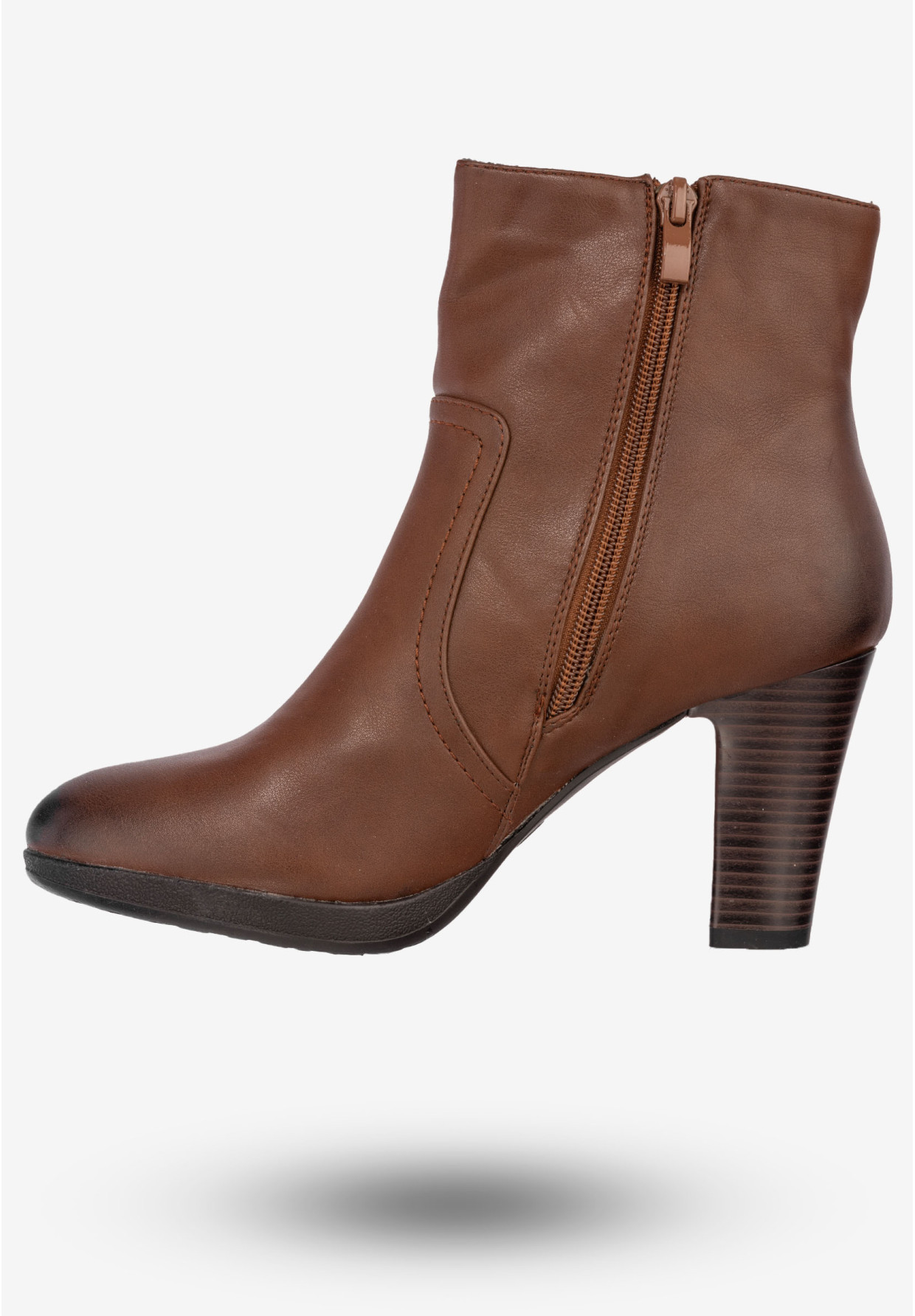 Botki Damskie Ekoskóra Buty Na Zimę Ocieplane Na Obcasie Sergio Leone Brązowe 5318